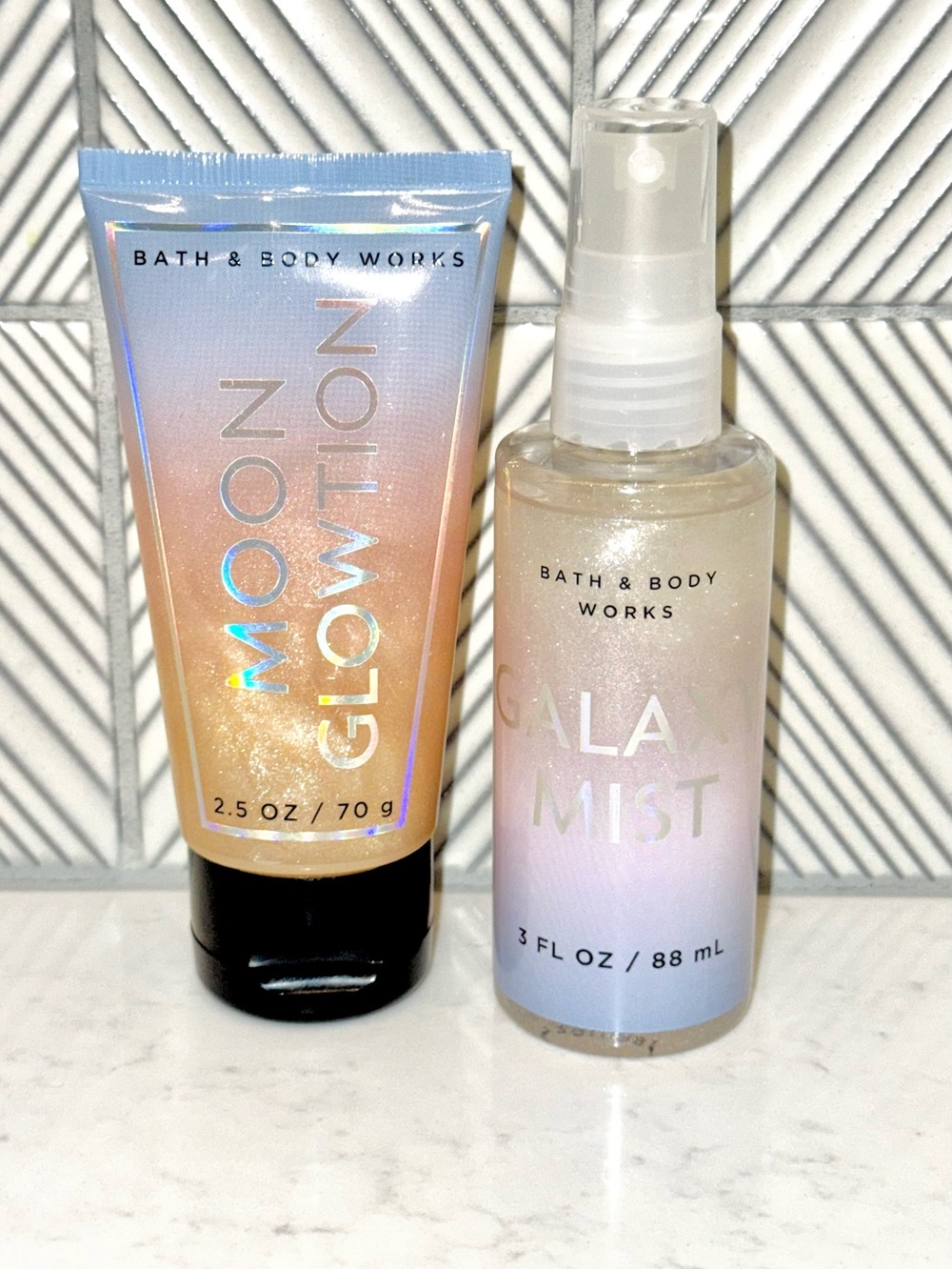 Bath & Body Works Cosmic Candy Travel Size Set Moon Glowtion AND Galaxy Mist